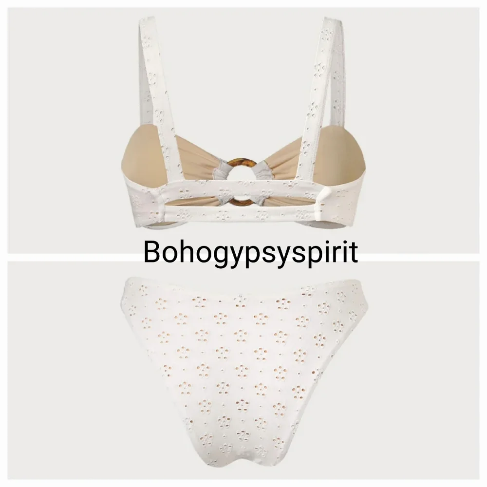 $78 Berlook Ruched Floral Cutout Bikini top & O-Ring High Cut Bikini…